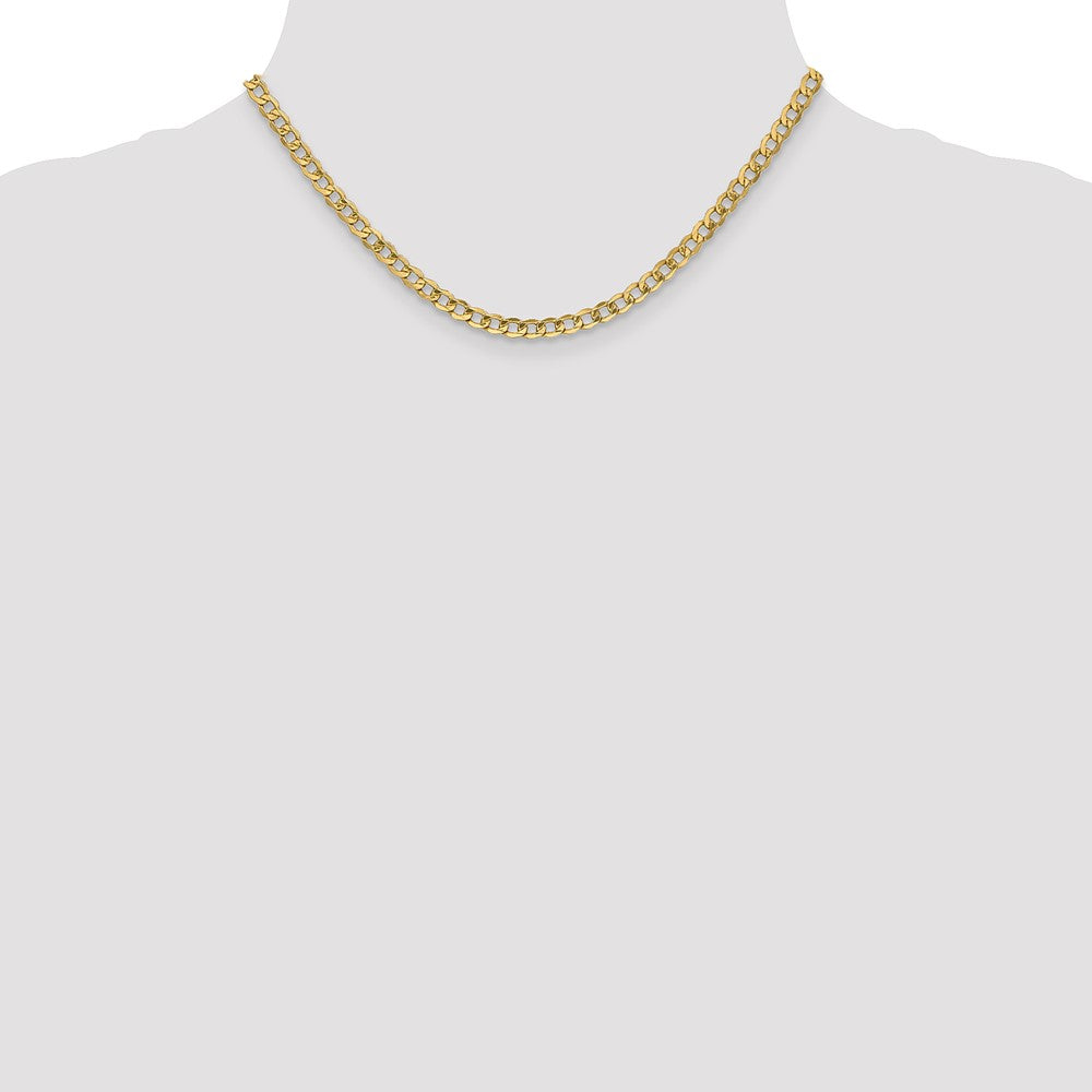 16 Inch 10K 4.3mm Semi-Solid Curb Chain Necklace