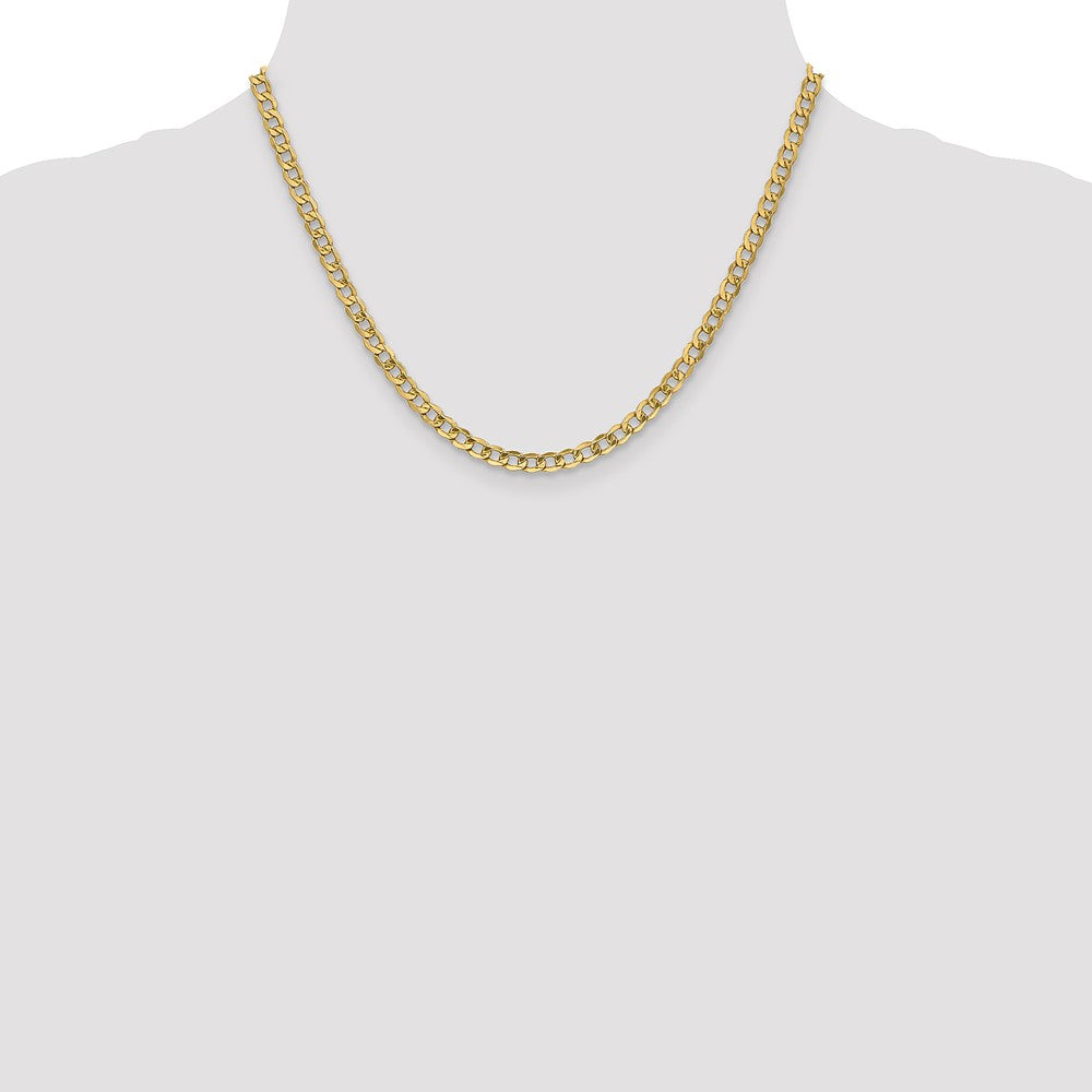 18 Inch 10K 4.3mm Semi-Solid Curb Chain Necklace