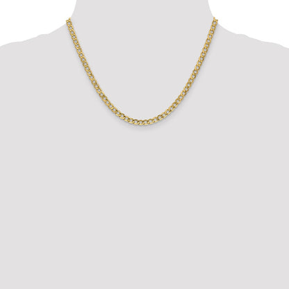 18 Inch 10K 4.3mm Semi-Solid Curb Chain Necklace