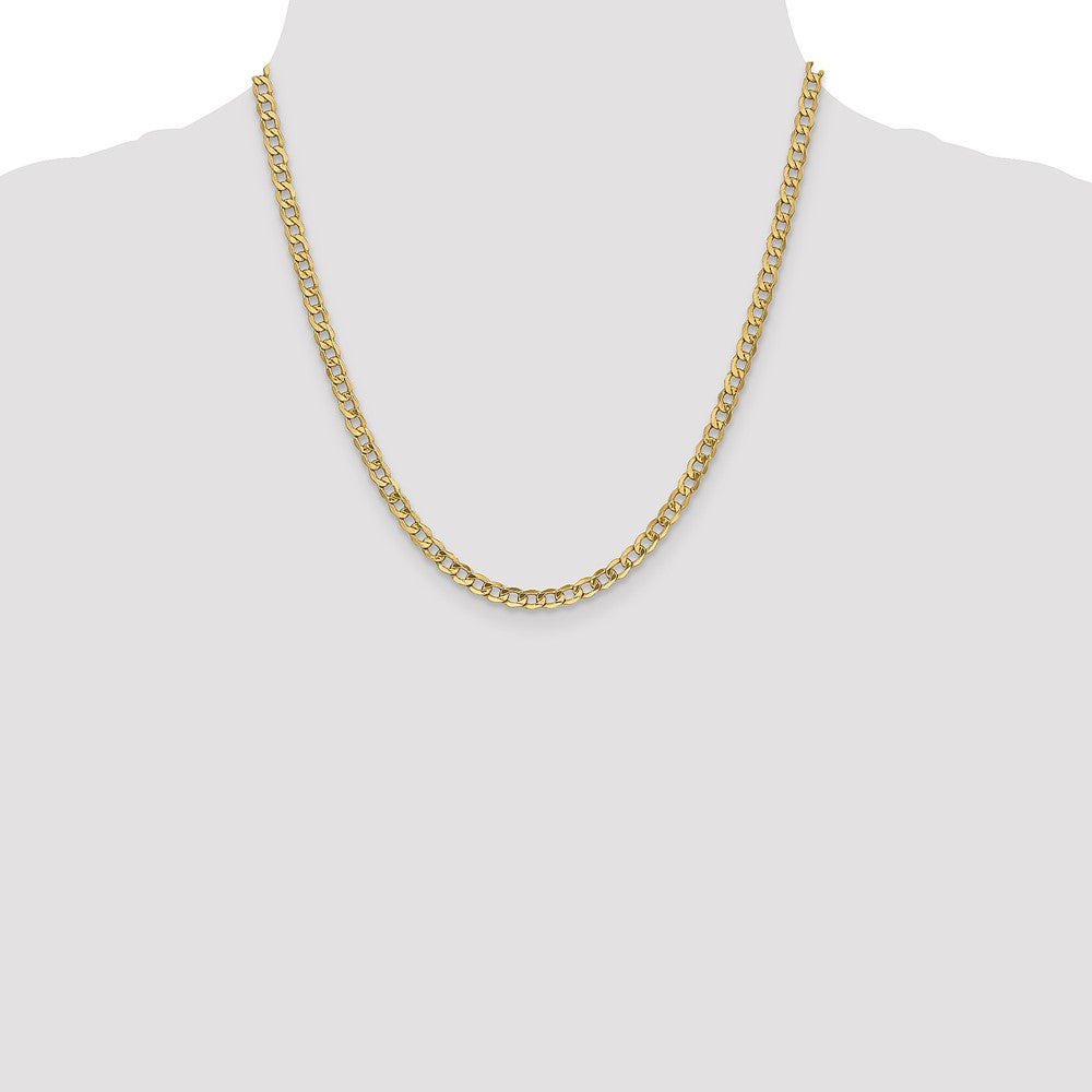 20 Inch 10K 4.3mm Semi-Solid Curb Chain Necklace