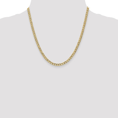 20 Inch 10K 4.3mm Semi-Solid Curb Chain Necklace