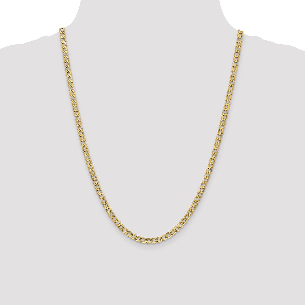 24 Inch 10K 4.3mm Semi-Solid Curb Chain Necklace