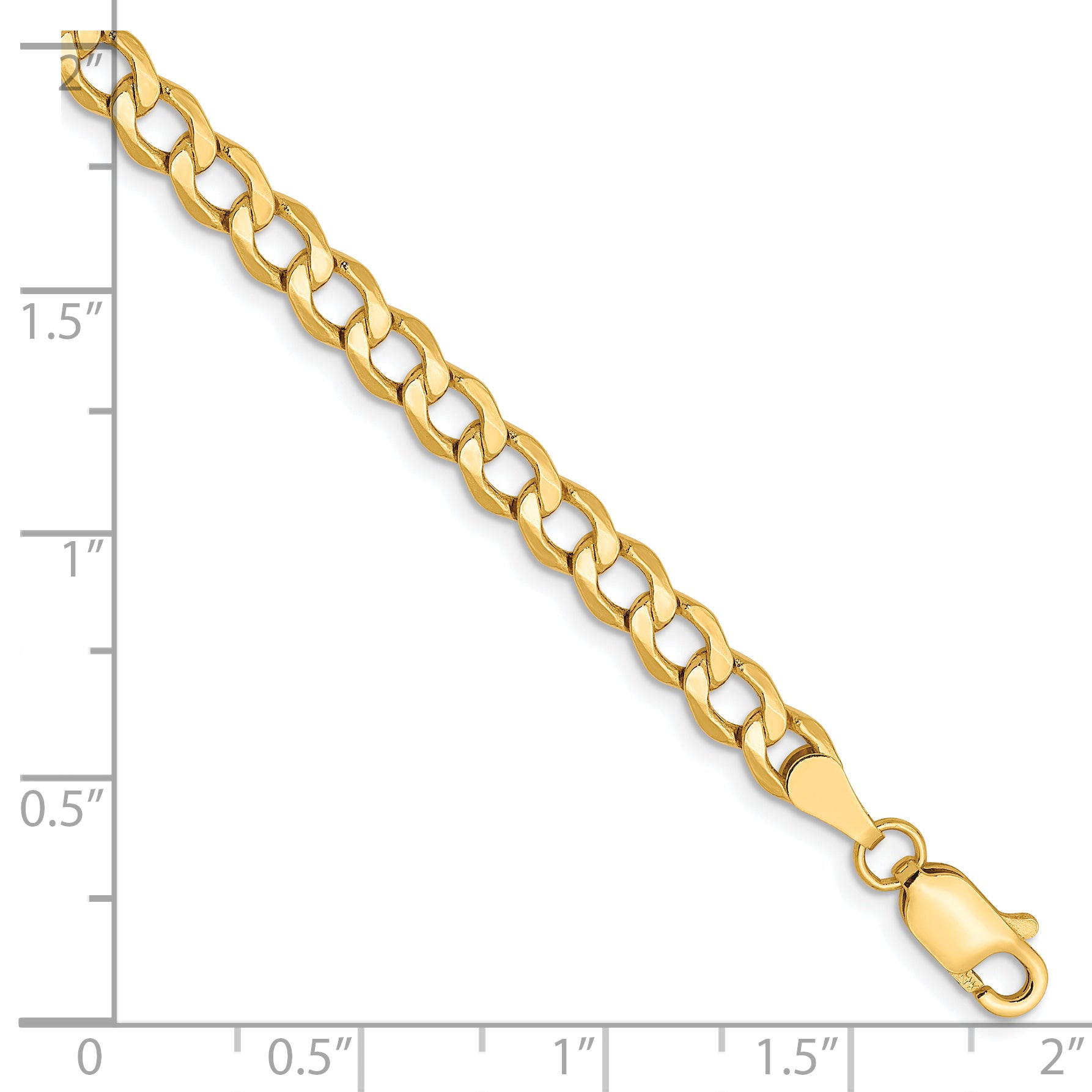 7 Inch 10K 4.3mm Semi-Solid Curb Chain