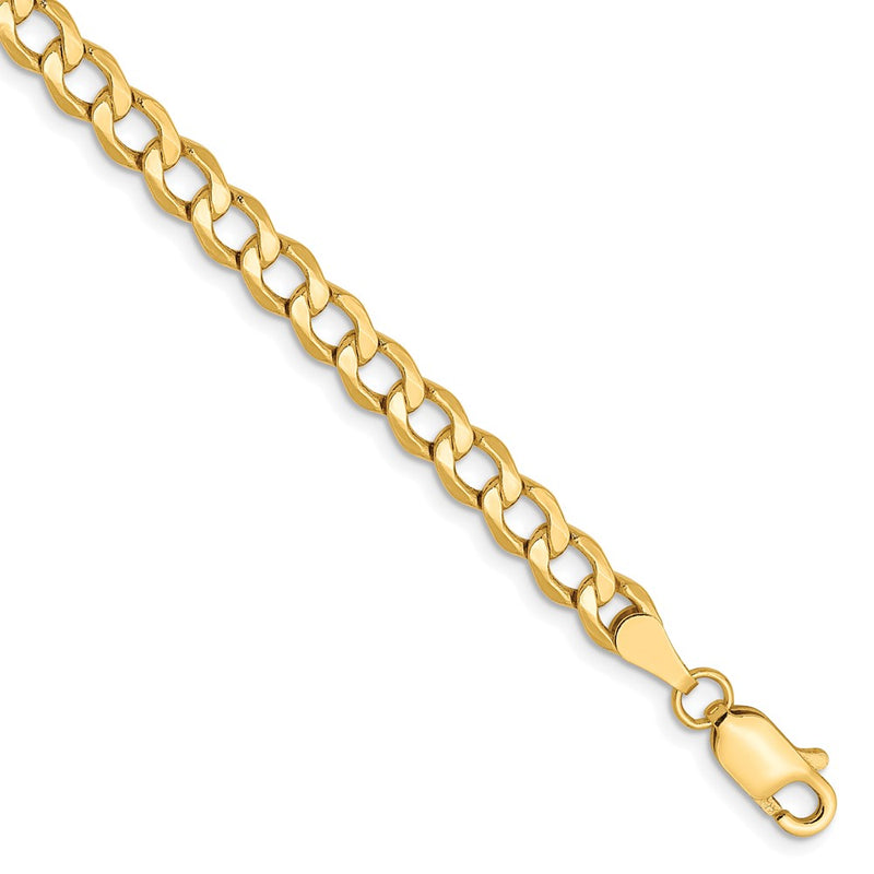 8 Inch 10K 4.3mm Semi-Solid Curb Chain Bracelet
