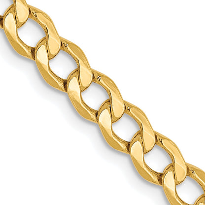 20 Inch 10K 4.3mm Semi-Solid Curb Chain Necklace
