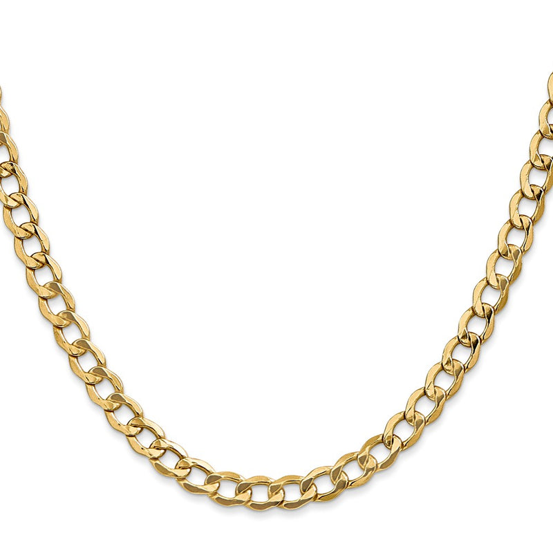 20 Inch 10K 5.25mm Semi-Solid Curb Chain Necklace