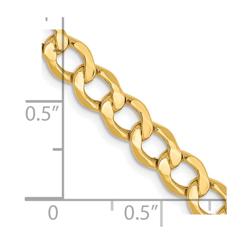 8 Inch 10K 5.25mm Semi-Solid Curb Chain Bracelet