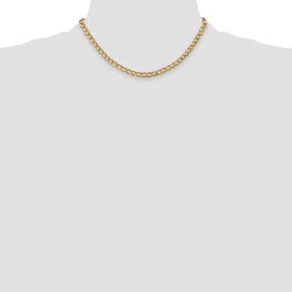 16 Inch 10K 5.25mm Semi-Solid Curb Chain Necklace