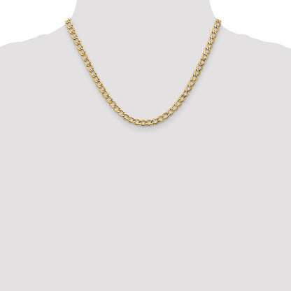 18 Inch 10K 5.25mm Semi-Solid Curb Chain Necklace