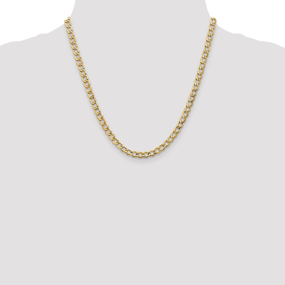 20 Inch 10K 5.25mm Semi-Solid Curb Chain Necklace