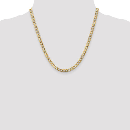 20 Inch 10K 5.25mm Semi-Solid Curb Chain Necklace