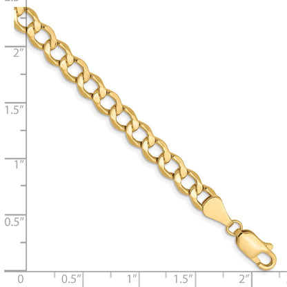 8 Inch 10K 5.25mm Semi-Solid Curb Chain Bracelet