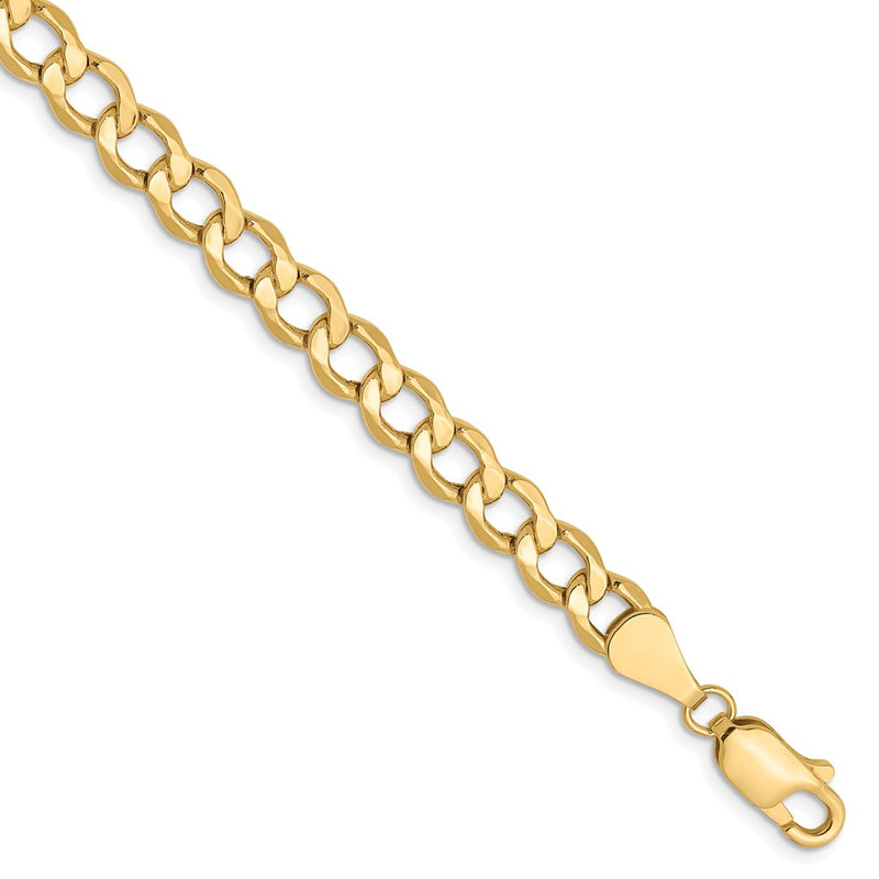 8 Inch 10K 5.25mm Semi-Solid Curb Chain Bracelet