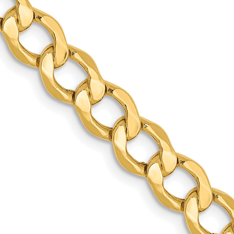 20 Inch 10K 5.25mm Semi-Solid Curb Chain Necklace