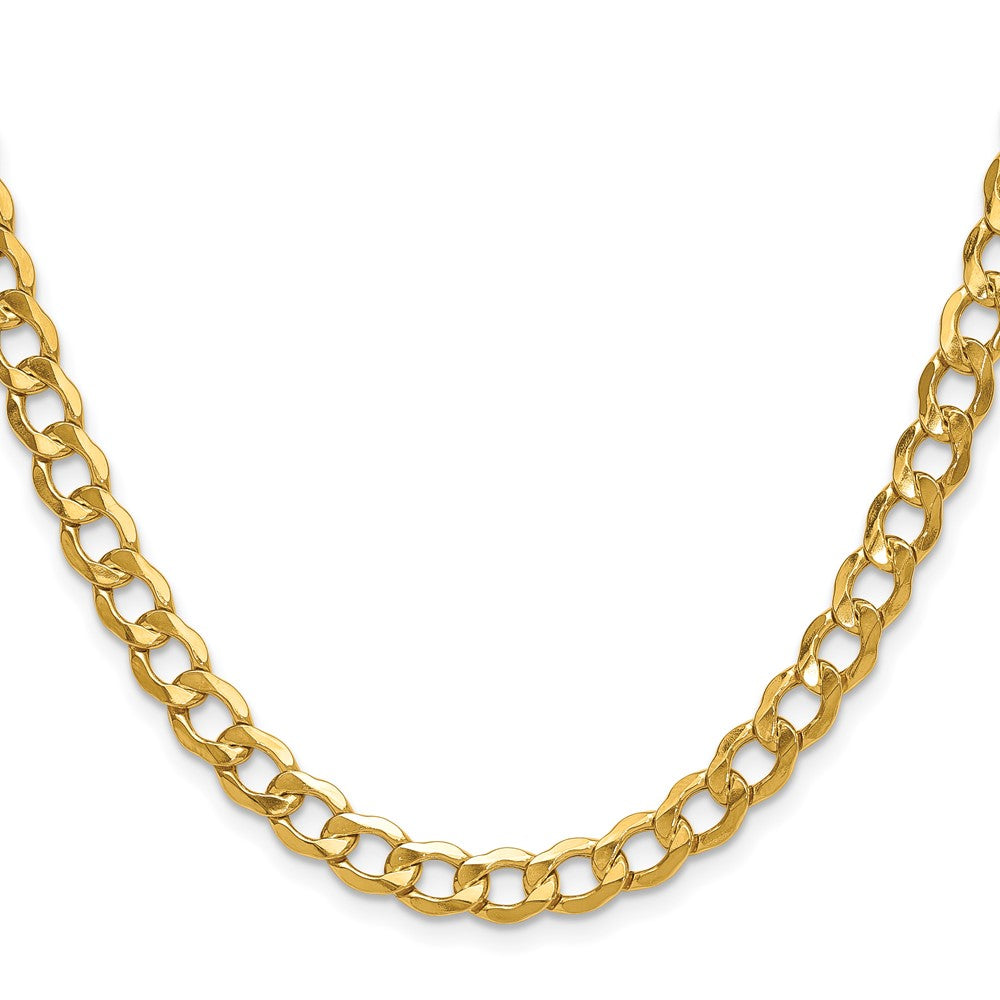 24 Inch 10K 6.5mm Semi-Solid Curb Chain Necklace