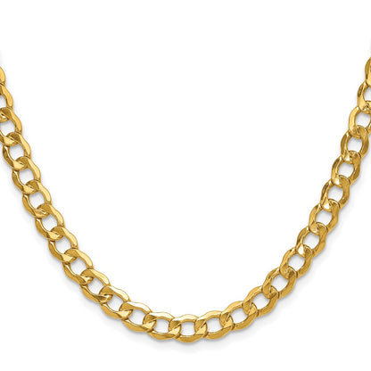 18 Inch 10K 6.5mm Semi-Solid Curb Chain Necklace