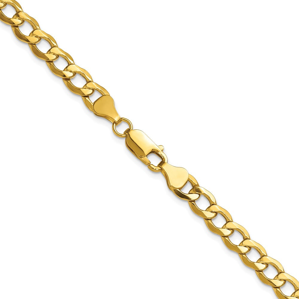 24 Inch 10K 6.5mm Semi-Solid Curb Chain Necklace