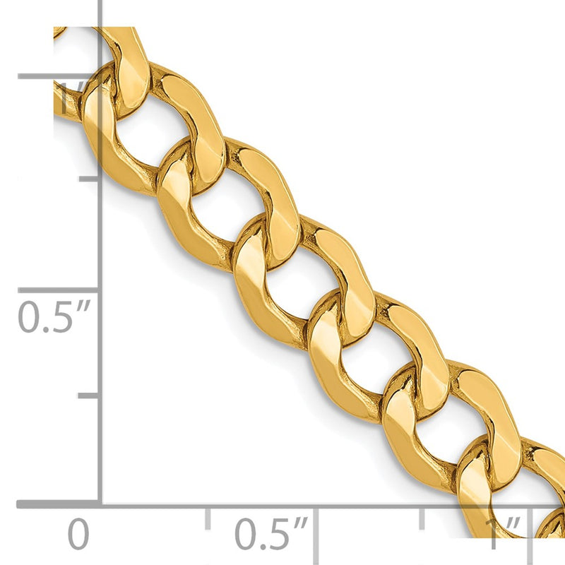 8 Inch 10K 6.5mm Semi-Solid Curb Chain Bracelet