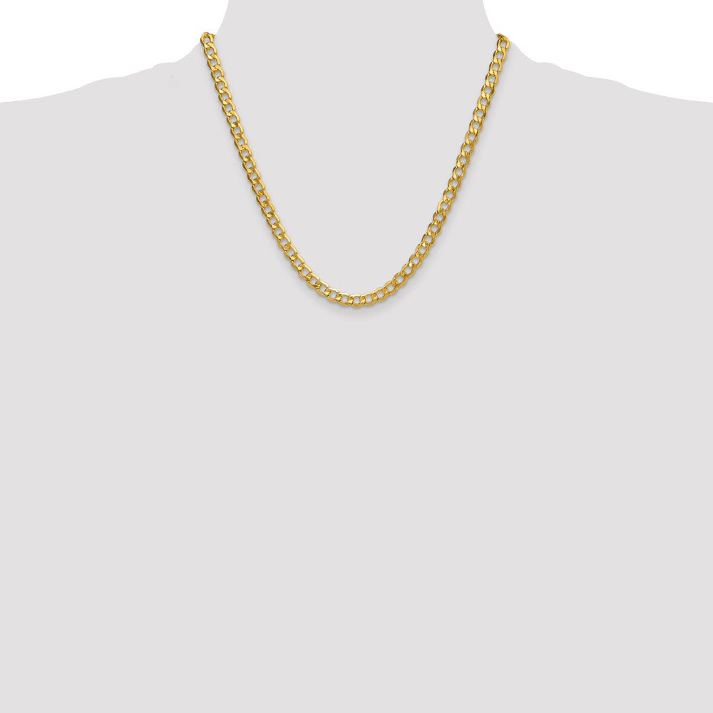 20 Inch 10K 6.5mm Semi-Solid Curb Chain Necklace