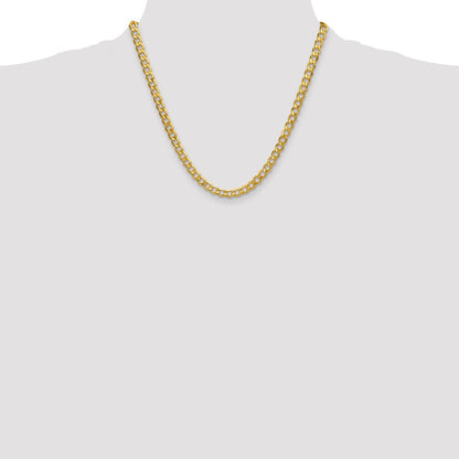 20 Inch 10K 6.5mm Semi-Solid Curb Chain Necklace