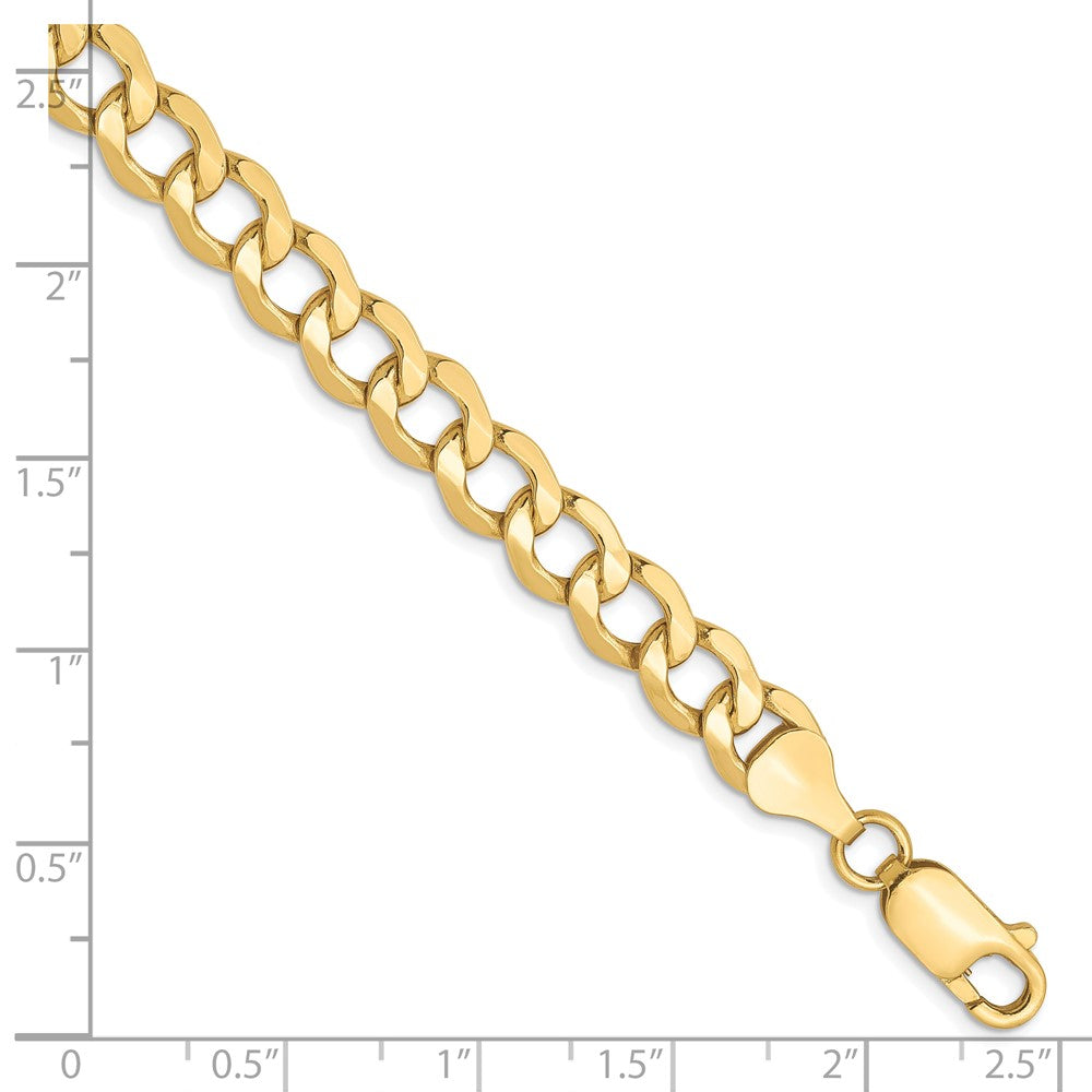 7 Inch 10K 6.5mm Semi-Solid Curb Chain Bracelet
