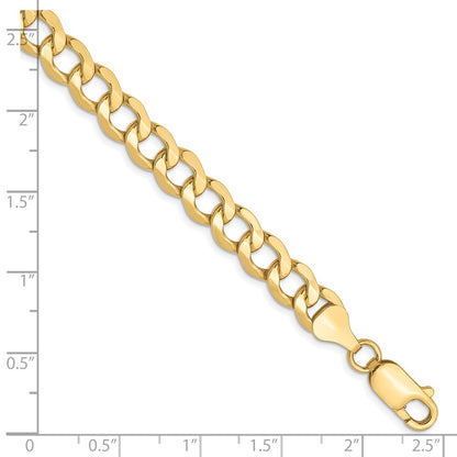 7 Inch 10K 6.5mm Semi-Solid Curb Chain Bracelet
