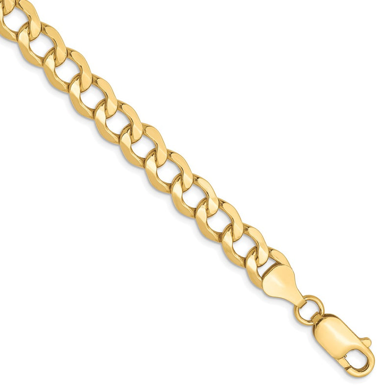 8 Inch 10K 6.5mm Semi-Solid Curb Chain Bracelet