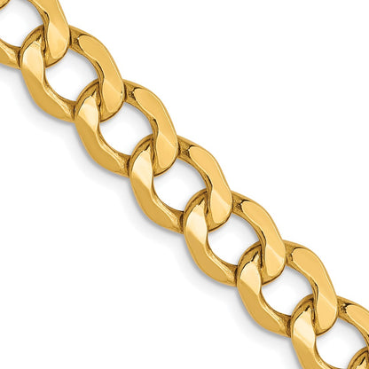 20 Inch 10K 6.5mm Semi-Solid Curb Chain Necklace