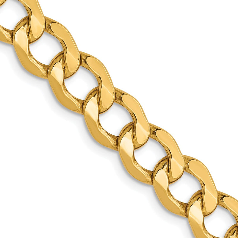 20 Inch 10K 6.5mm Semi-Solid Curb Chain Necklace