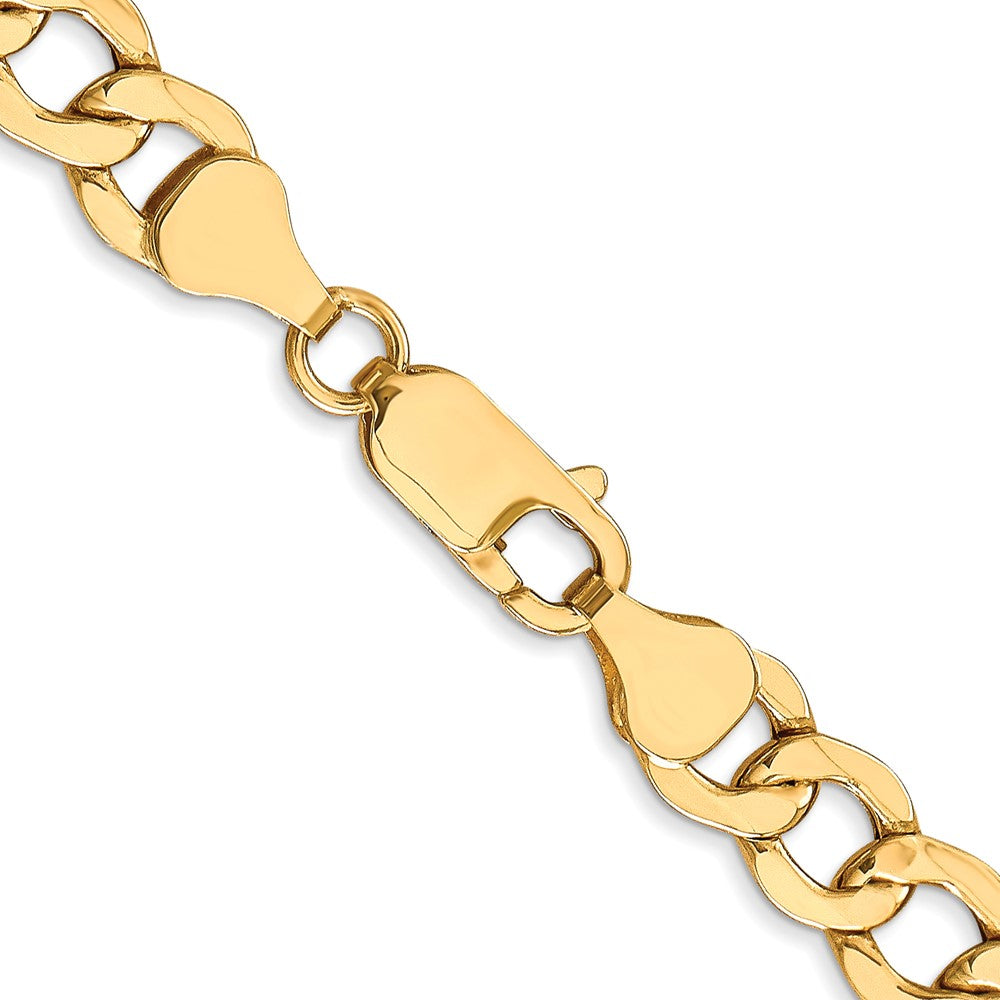24 Inch 10K 7mm Semi-Solid Curb Chain Necklace