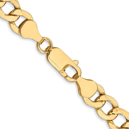 24 Inch 10K 7mm Semi-Solid Curb Chain Necklace
