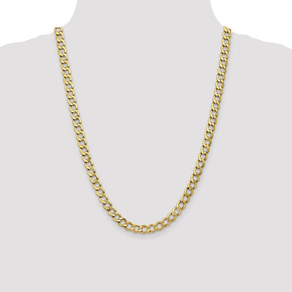 24 Inch 10K 7mm Semi-Solid Curb Chain Necklace