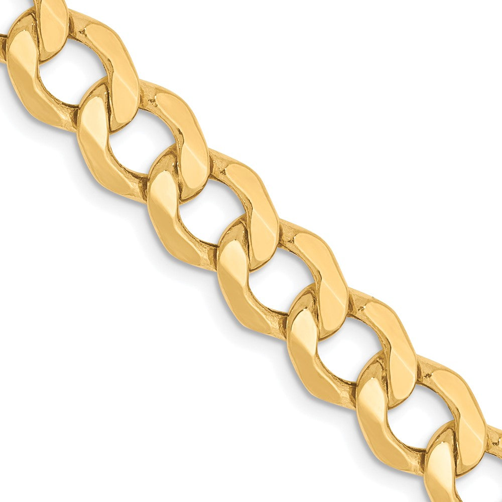 24 Inch 10K 7mm Semi-Solid Curb Chain Necklace