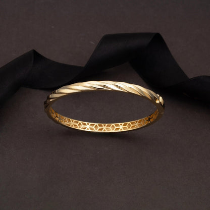14K Yellow Gold Gold Thread Hinged Cuff Bangle