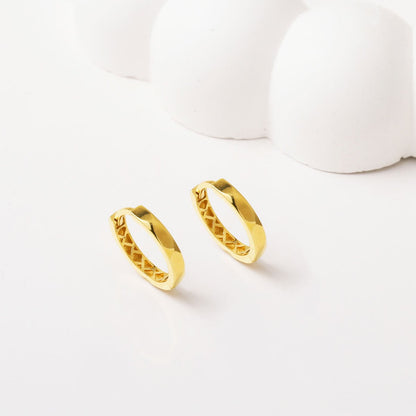 14K Yellow Gold Modern Minimalist Hoop Earrings