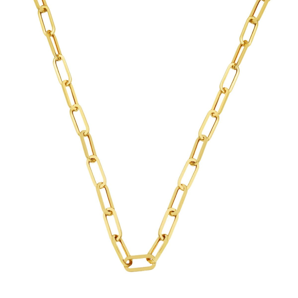 14K Yellow Gold Hoop Paperclip Chain 45 cm