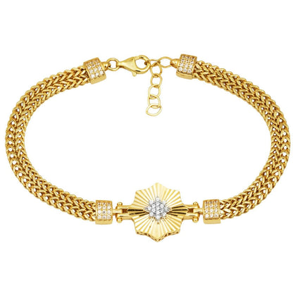 14K Yellow Gold Star Sparkle Cubic Zirconia Bracelet