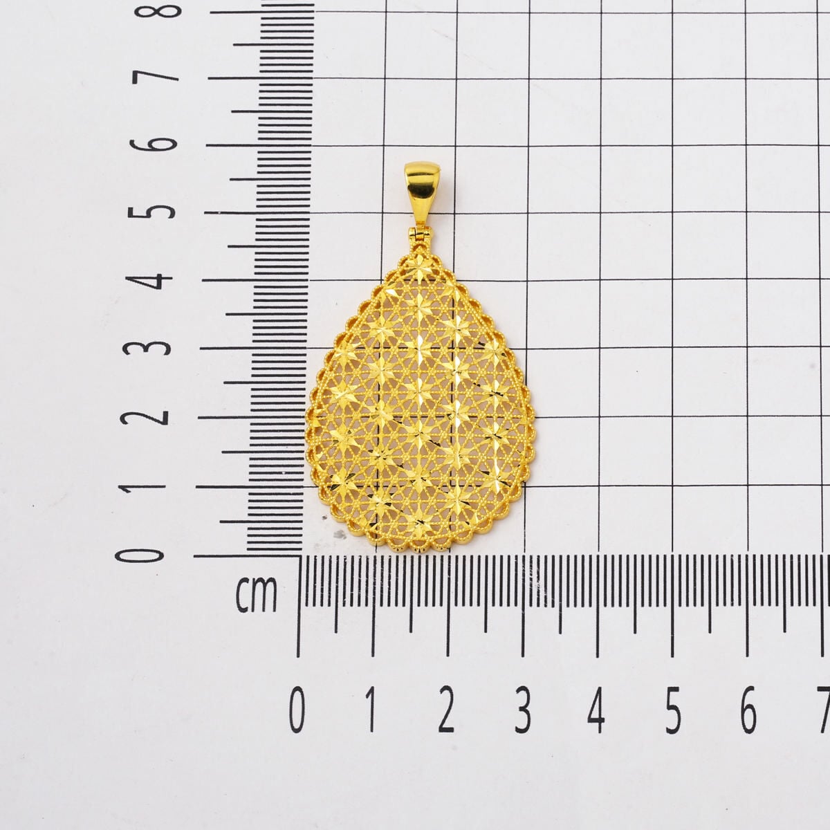 14K Yellow Gold Teardrop Flower of Life Pendant