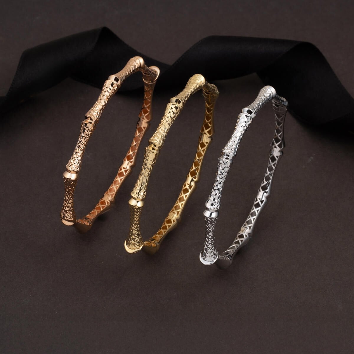 14K Yellow Gold Sparkling Hinged Cuff Bracelet