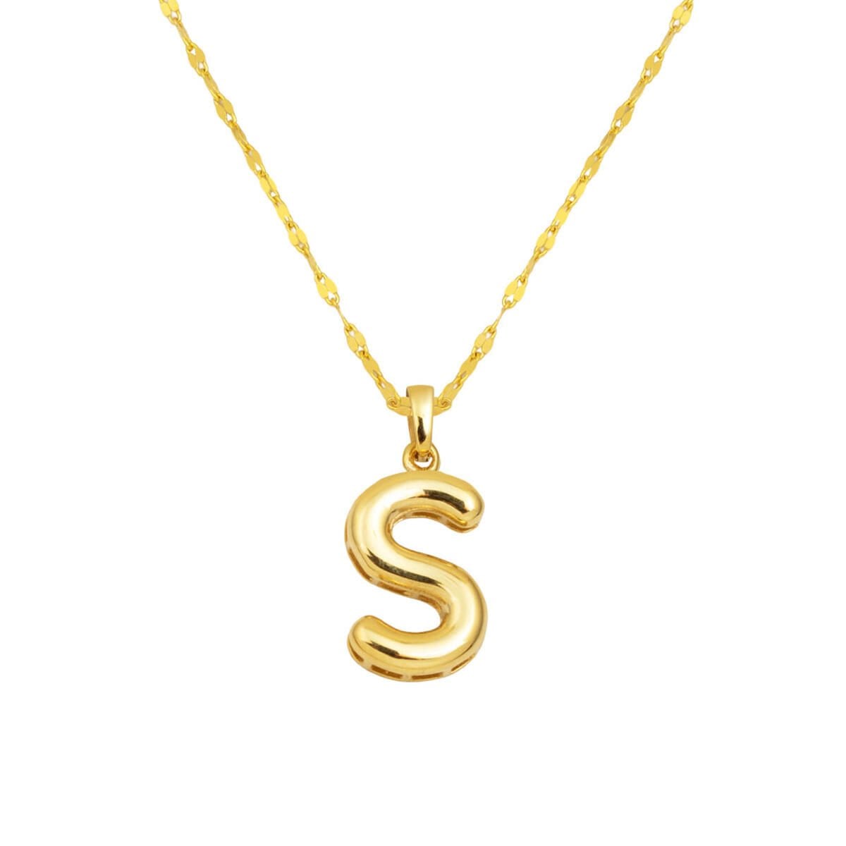 14K Yellow Gold S Balloon Initial Necklace