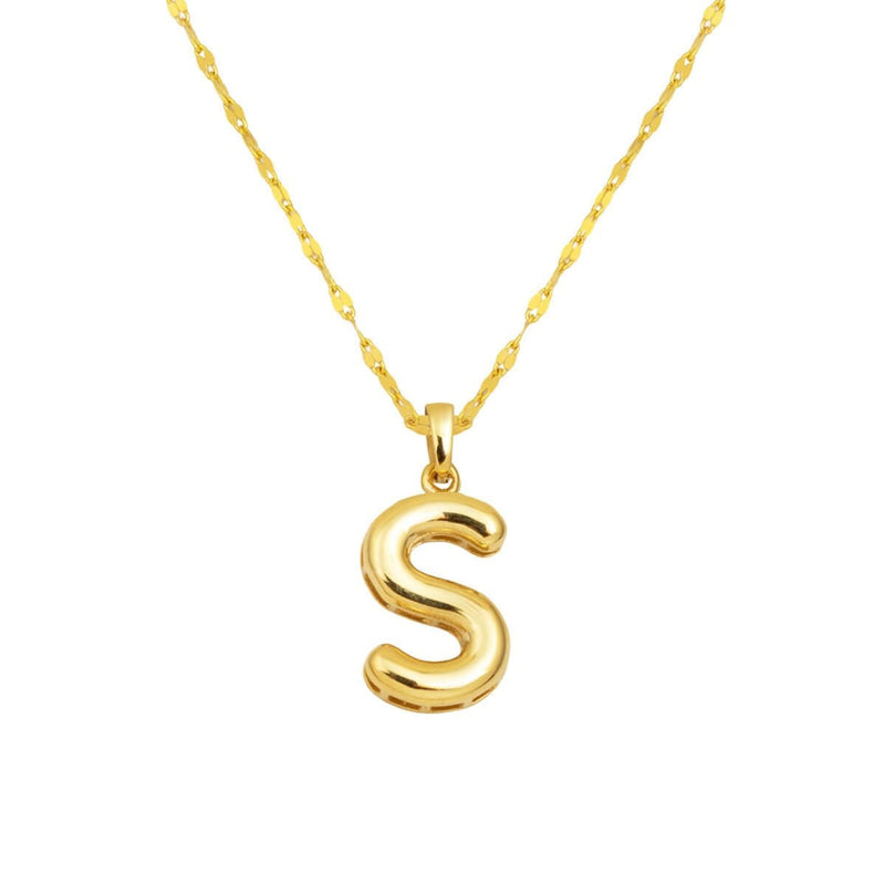 14K Yellow Gold S Balloon Initial Necklace