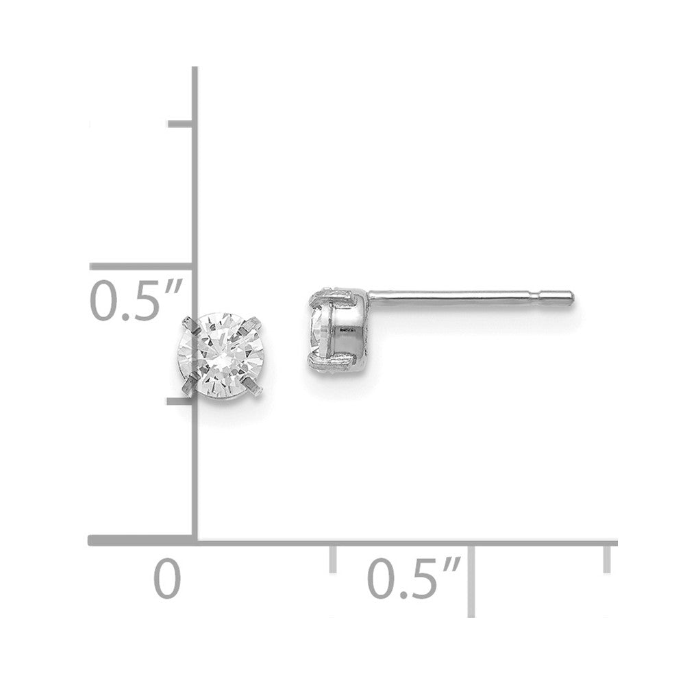 14K White Gold Cz Stud 4.0mm Earrings