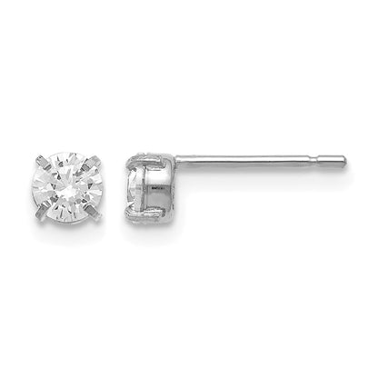 14K White Gold Cz Stud 4.0mm Earrings