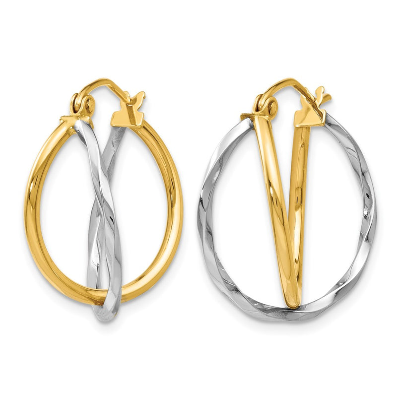 14K Two-Tone Polished Hinged Earrings