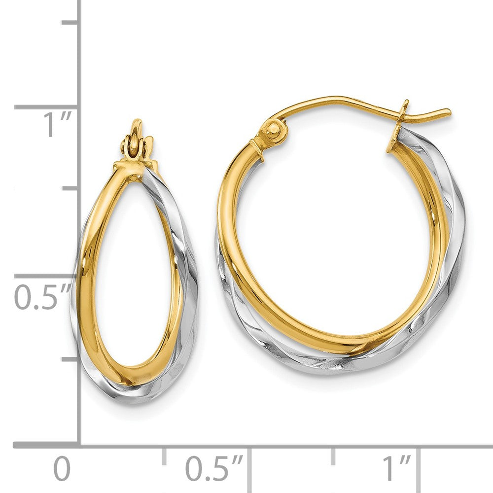 14K Two-Tone Polished Hinged Earrings