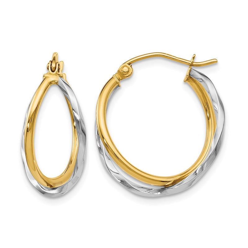 14K Two-Tone Polished Hinged Earrings