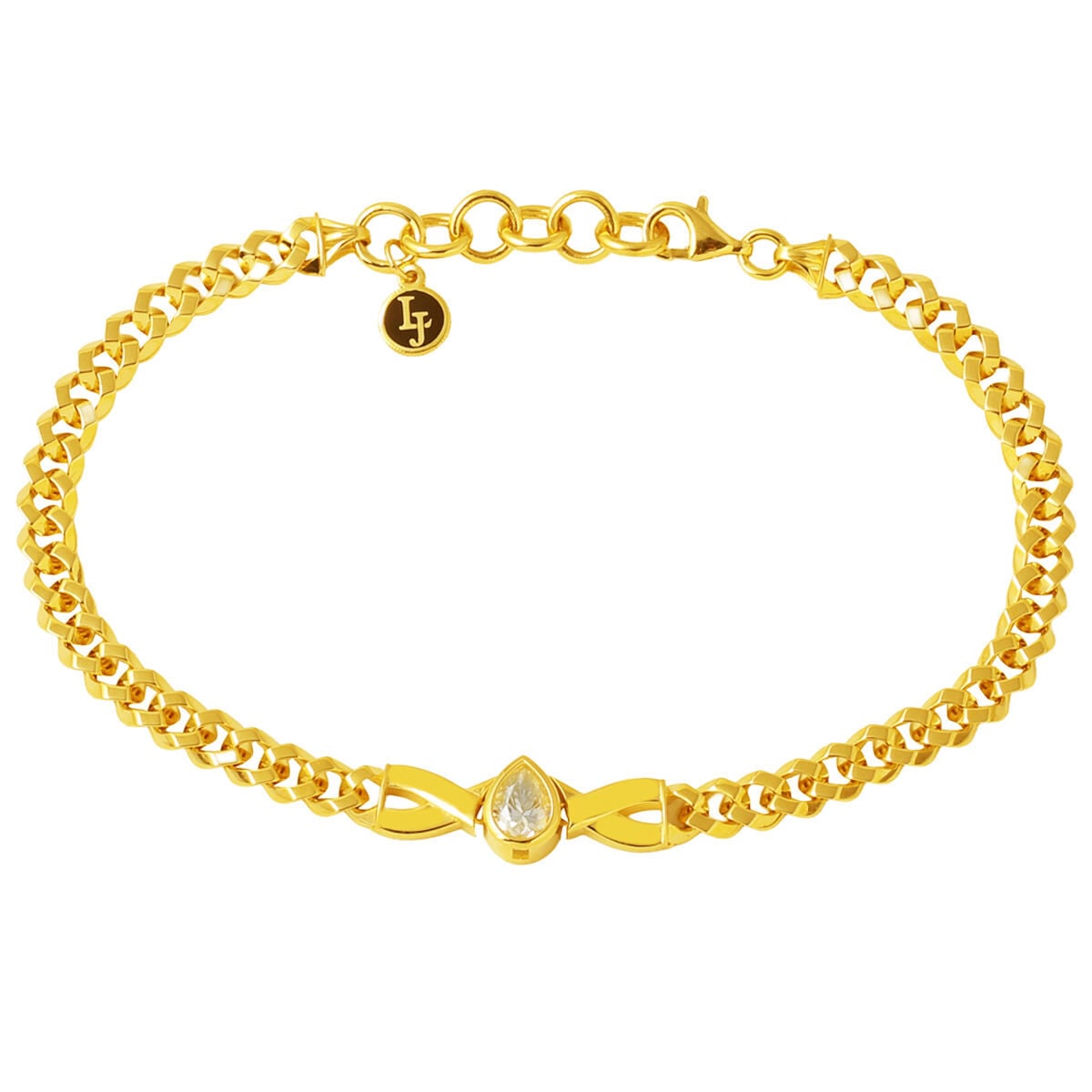 14K Yellow Gold Curb Moissanite Bracelet 0.80 Ct (8.07 g)