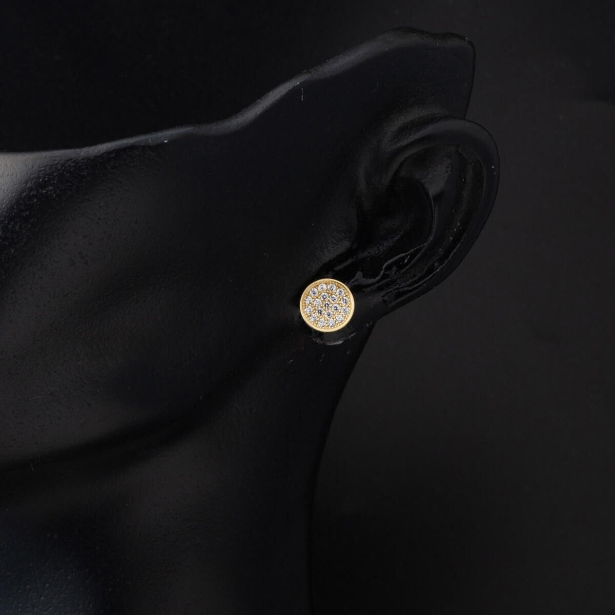 14K Yellow Gold Round Cubic Zirconia Clip-On Earrings