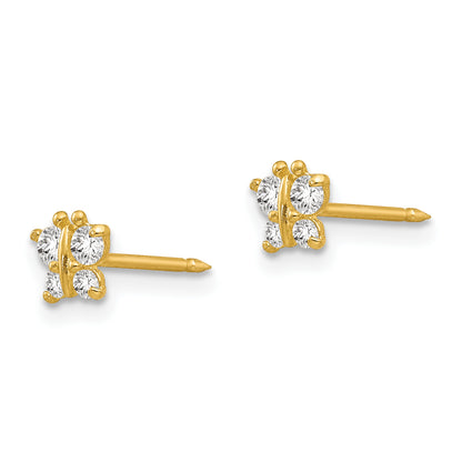 14K Yellow Gold Inverness Butterfly Cz Earrings