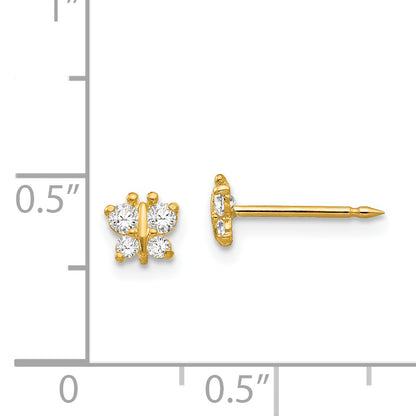 14K Yellow Gold Inverness Butterfly Cz Earrings